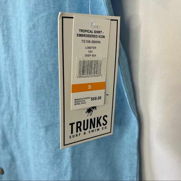 Trunks Surf & Swim Co. Tropical Shirt w/ Embroidered Icon in Deep Sea - Sz S/P - Picture 3 of 10